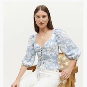 Reformation Barret Linen Top (Porcelain)